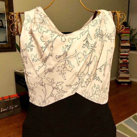 CLASSIQUES ENTIER Black & White Silk Sheath Dress Women's Size 6 - Picture 5 of 9